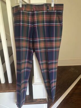 Mr Turk Tailored Men's Plaid Dress Pants in Navy